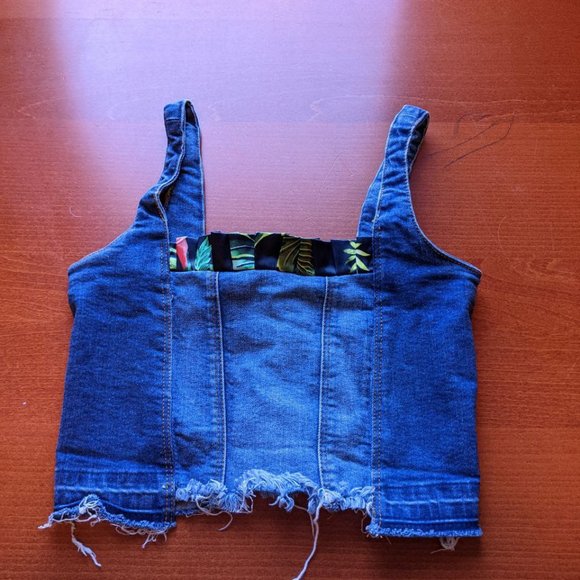 ZARA  - Denim Corset Crop Top - Picture 8 of 9